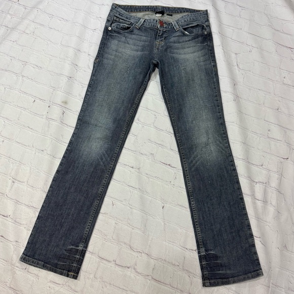 Armani Exchange Denim - ARMANI EXCHANGE J57 Straight Classic Blue Women's Distressed Jeans Size 4S GUC